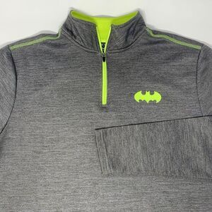 Batman‎ Gray w/Yellow Collar Front 1/4 Zip Men's Pullover Sweatshirt Size Small